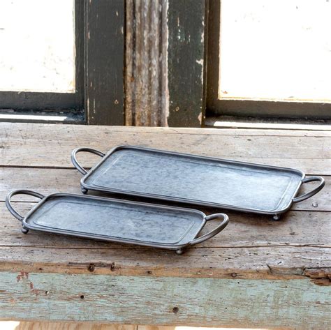 T2 Concept Set of 2 Galvanized Metal Farmhouse Rectangular 